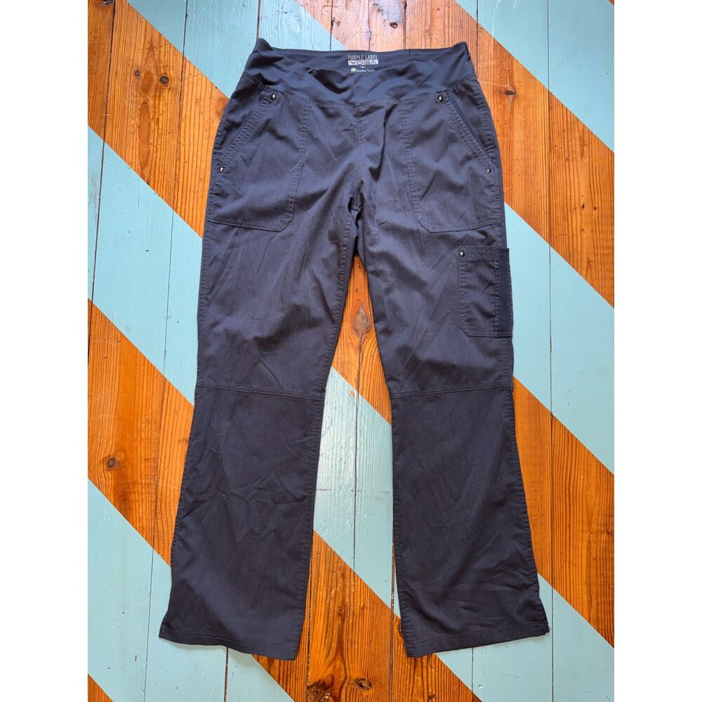 Purple Label YOGA by Healing Hands Gray Utility Cargo Scrub Pants Women’s M - Picture 2 of 12
